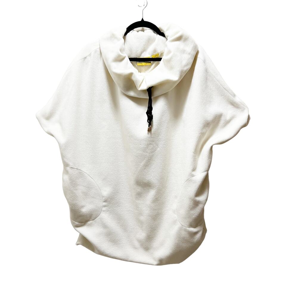 Shimmering Waltz Hoodie Shirt White Fleece Cap Sleeve Pullover Sz XS